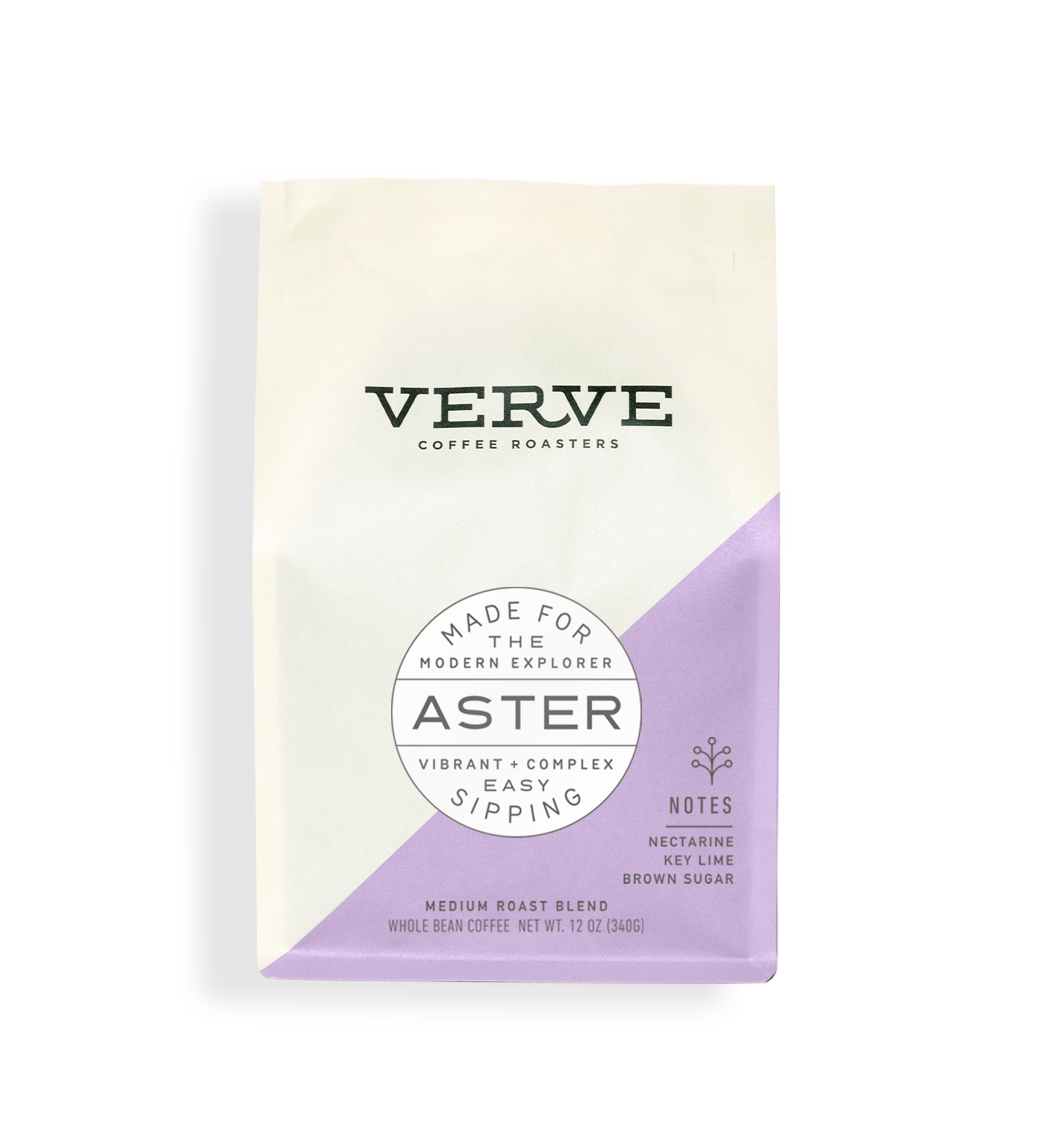 Verve Coffee Roasters - Aster - Made for the modern explorer - Vibrant + Complex - Easy sipping - Notes: Nectarine, Key Lime, Brown Sugar - Medium Roast