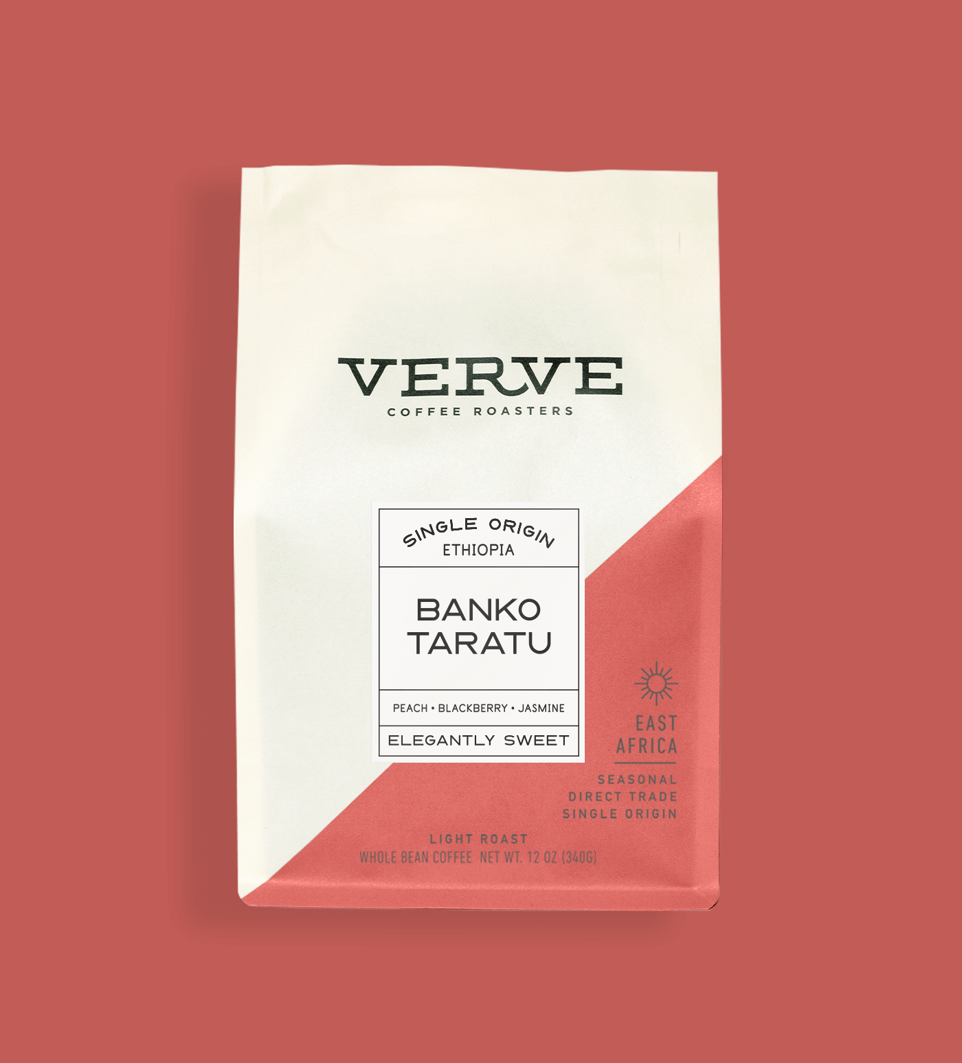 Verve Coffee Roasters - Banko Taratu - Single Origin Ethiopia - Notes: Peach, Blackberry, Jasmine - Elegantly Sweet - East Africa - Seasonal - Direct Trade - Light Roast