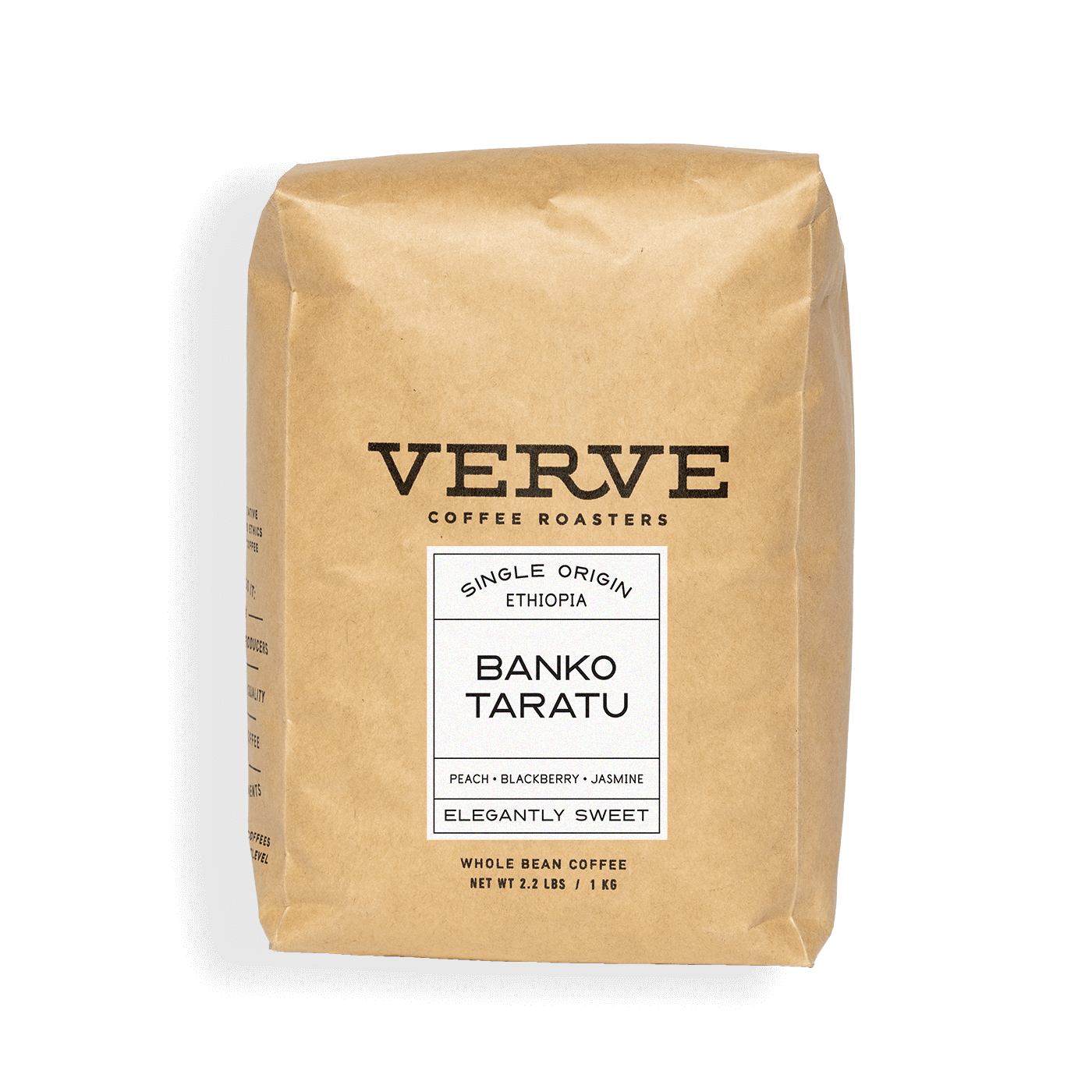 Verve Coffee Roasters - Banko Taratu - Single Origin Ethiopia - Notes: Peach, Blackberry, Jasmine - Elegantly Sweet - Whole Bean Coffee - 2.2 lbs / 1 kg