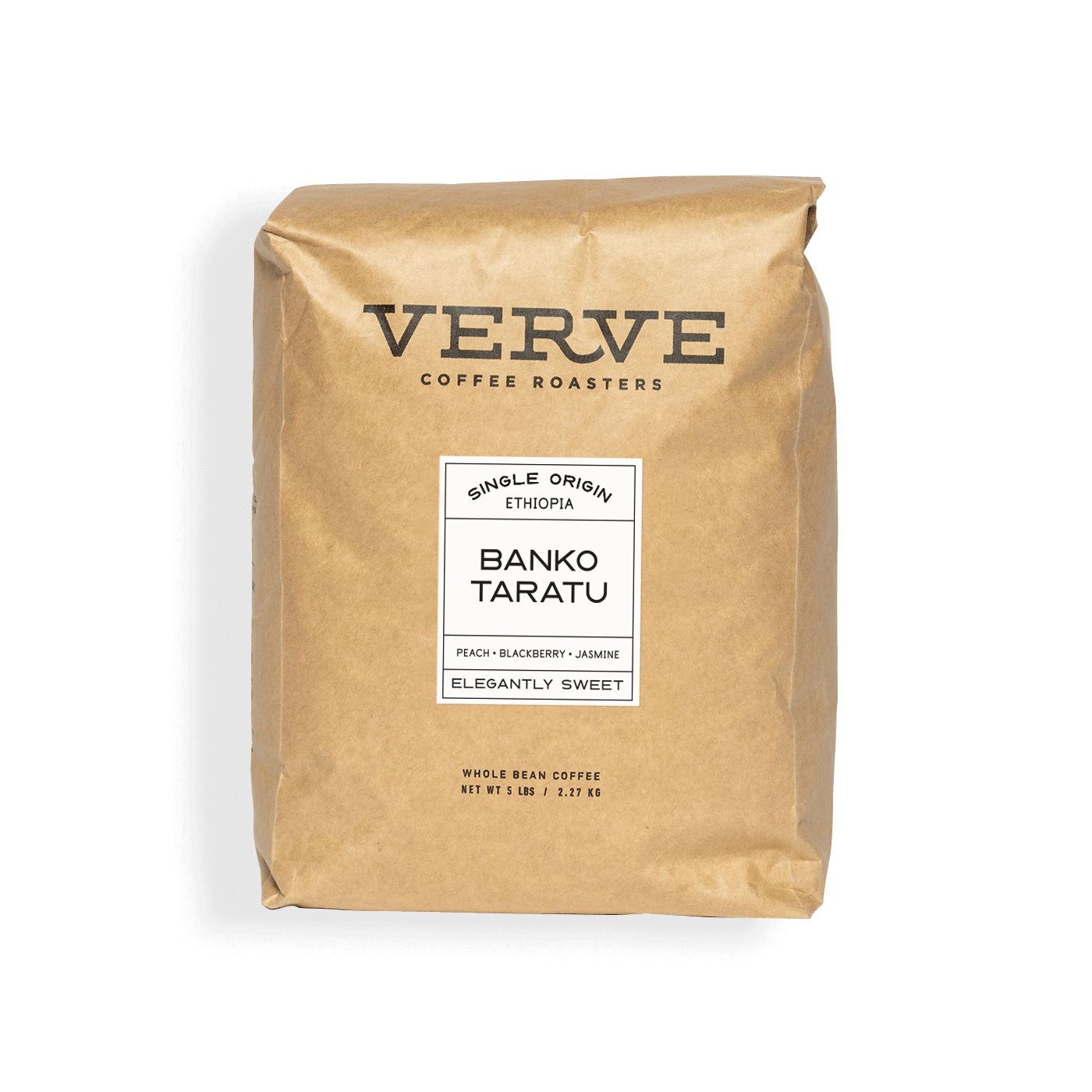 Verve Coffee Roasters - Banko Taratu - Single Origin Ethiopia - Notes: Peach, Blackberry, Jasmine - Elegantly Sweet - Whole Bean Coffee - 5 lbs / 2.27 kg