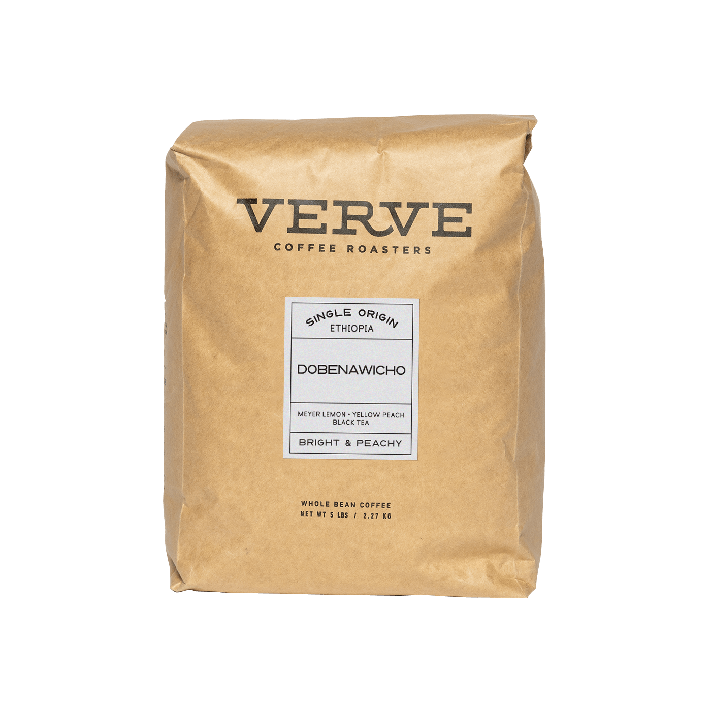 Verve Coffee Roasters - Dobenawicho - Single Origin Ethiopia - Notes: Meyer Lemon, Yellow Peach, Black Tea - Bright & Peachy - Whole Bean Coffee - 5 lbs / 2.27 kg