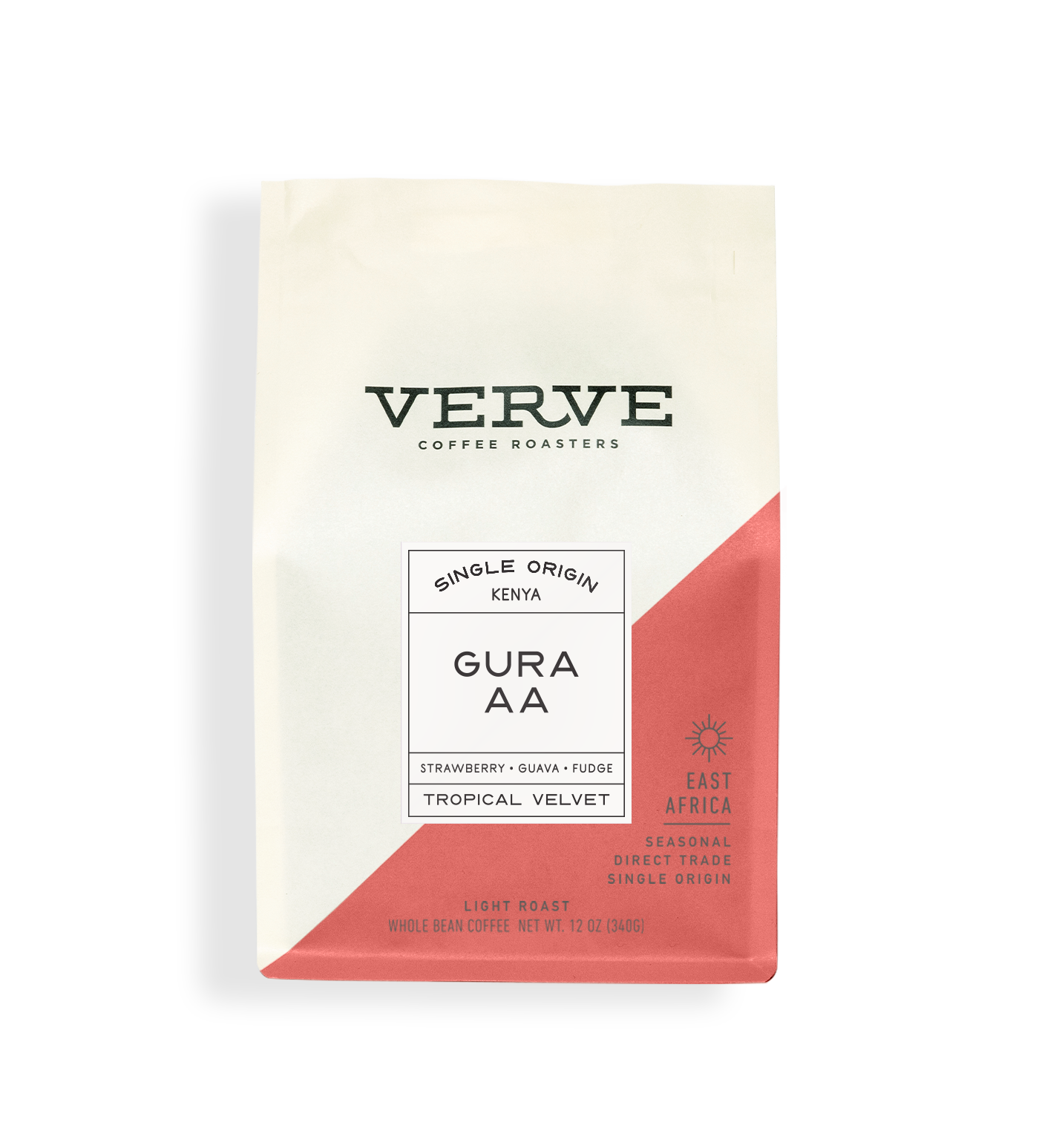 Verve Coffee Roasters - Gura AA - Single Origin Kenya - Notes: Strawberry, Guava, Fudge - Tropical Velvet - East Africa - Seasonal - Direct Trade - Light Roast