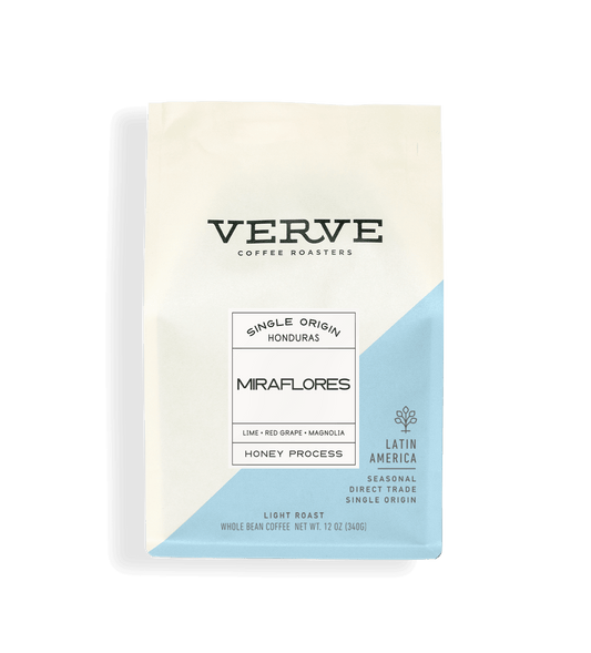 Verve Coffee Roasters - Miraflores - Single Origin Honduras - Notes: Lime, Red Grape, Magnolia - Honey Process - Latin America - Seasonal - Direct Trade - Light Roast