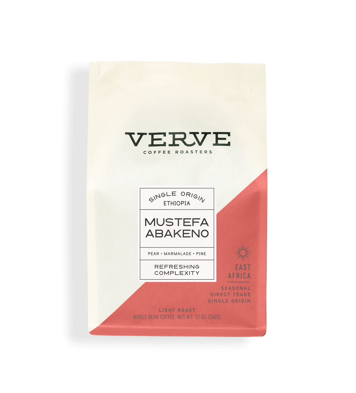 Verve Coffee Roasters - Mustefa Abakeno - Single Origin Ethiopia - Notes: Pear, Marmalade, Pine - Refreshing Complexity - East Africa - Seasonal - Direct Trade - Light Roast