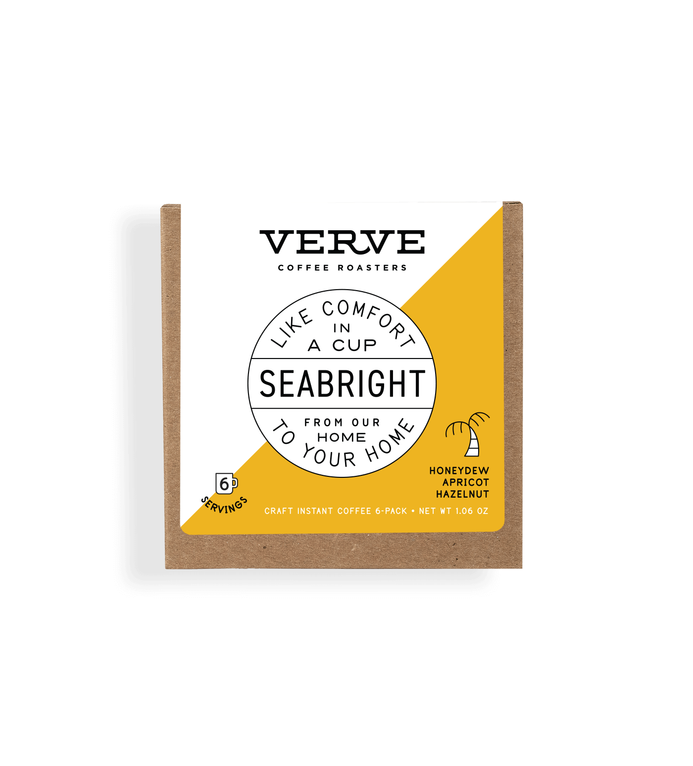 Verve Coffee Roasters - Seabright - Like Comfort In A Cup - From our home to your home - Notes: Honeydew, Apricot, Hazelnut - 6 Servings - Craft Instant Coffee 6-Pack