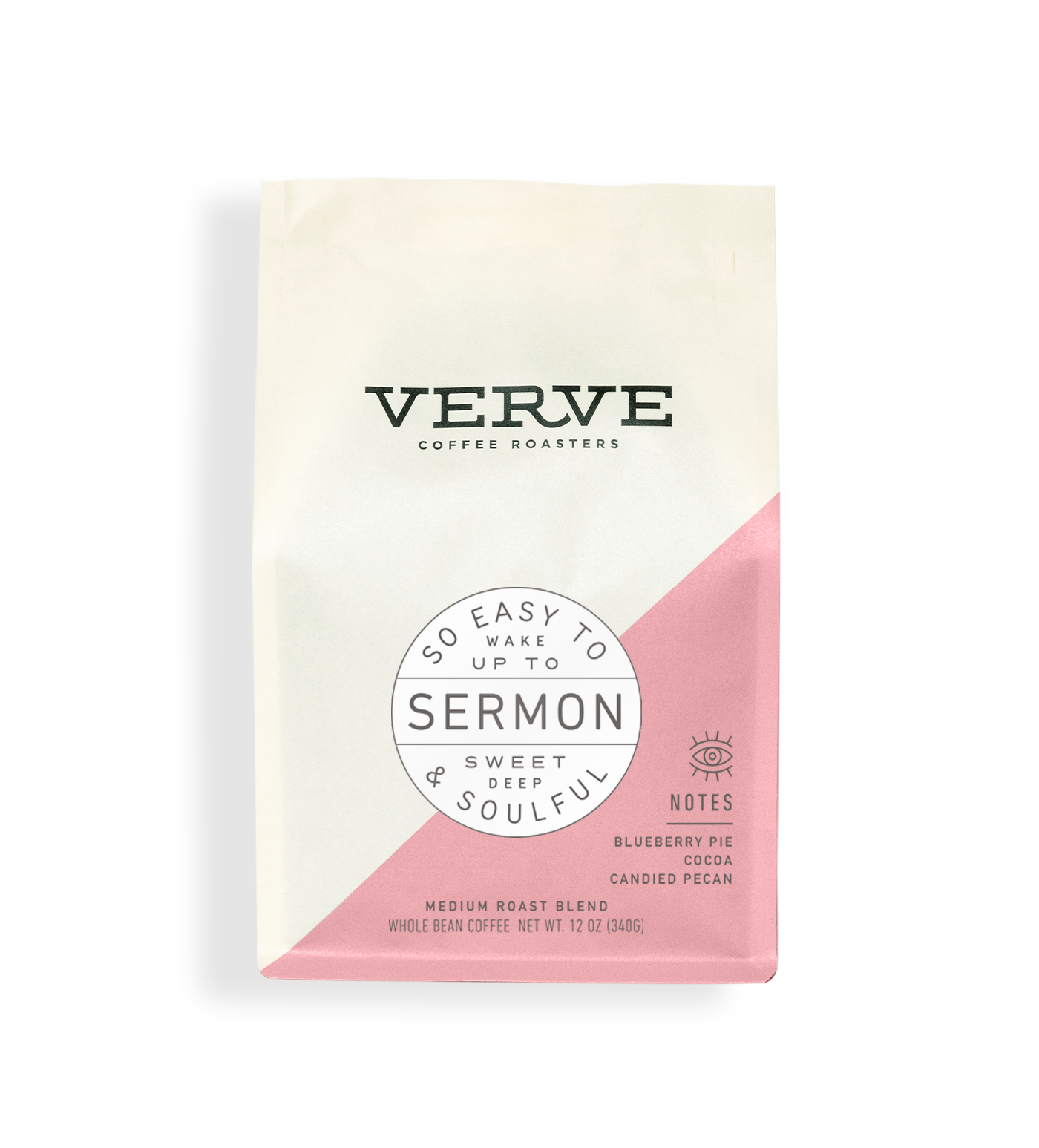 Verve Coffee Roasters - Sermon - So easy to wake up to - Sweet, deep, & soulful - Medium Roast blend - Notes: Blueberry Pie, Cocoa, Candied Pecan