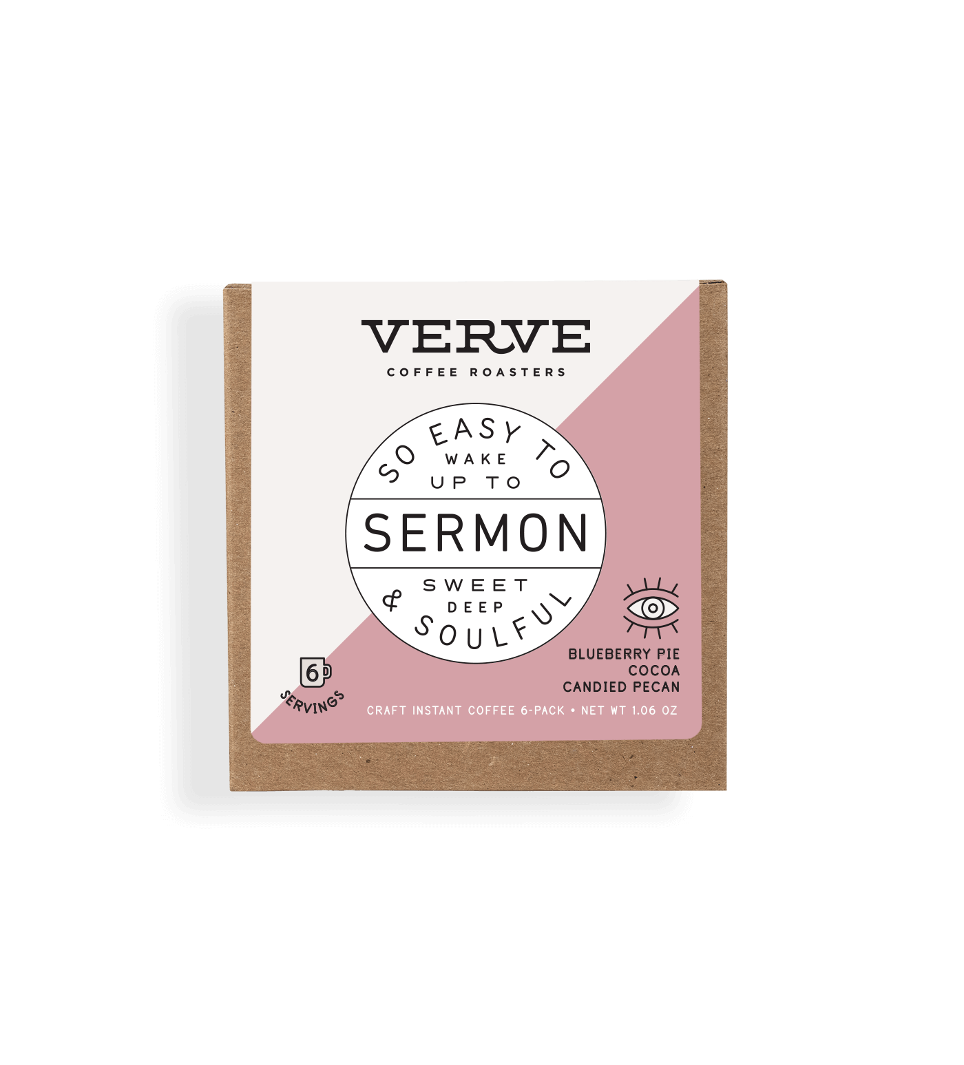 Verve Coffee Roasters - Sermon - So Easy To Wake Up To - Sweet, Deep, & Soulful - Notes: Blueberry Pie, Cocoa, Candied Pecan - 6 Servings - Craft Instant Coffee 6-Pack