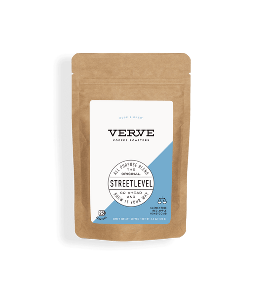 Verve Coffee Roasters - Streetlevel - Dose & Brew - All purpose blend - The original - Go ahead and brew it your way - Notes: Clementine, Red Apple, Honeycomb - Up to 25 Servings - Craft Instant Coffee