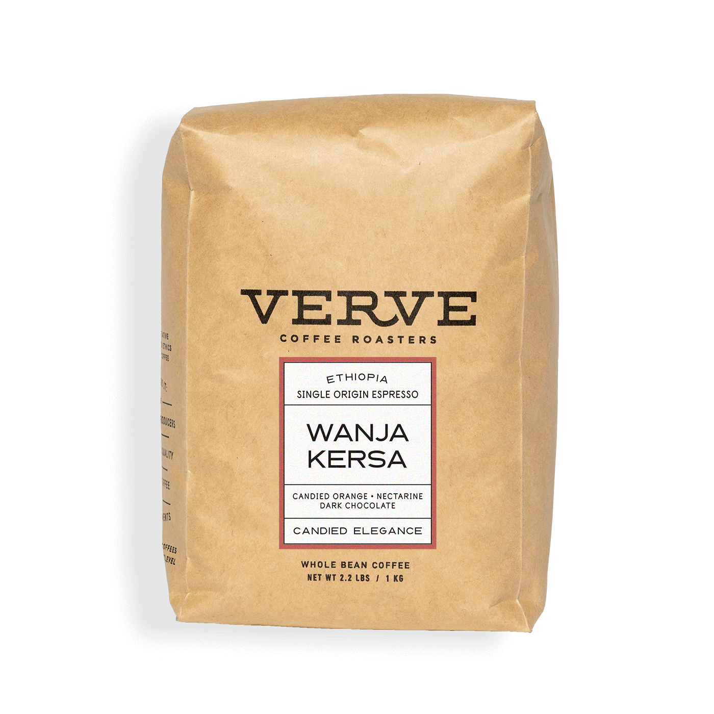 Verve Coffee Roasters - Wanja Kersa - Ethiopia ingle Origin Espresso - Notes: Candied Orange, Nectarine, Dark Chocolate - Candied Elegance - Whole Bean Coffee - 2.2 
lbs / 1 kg