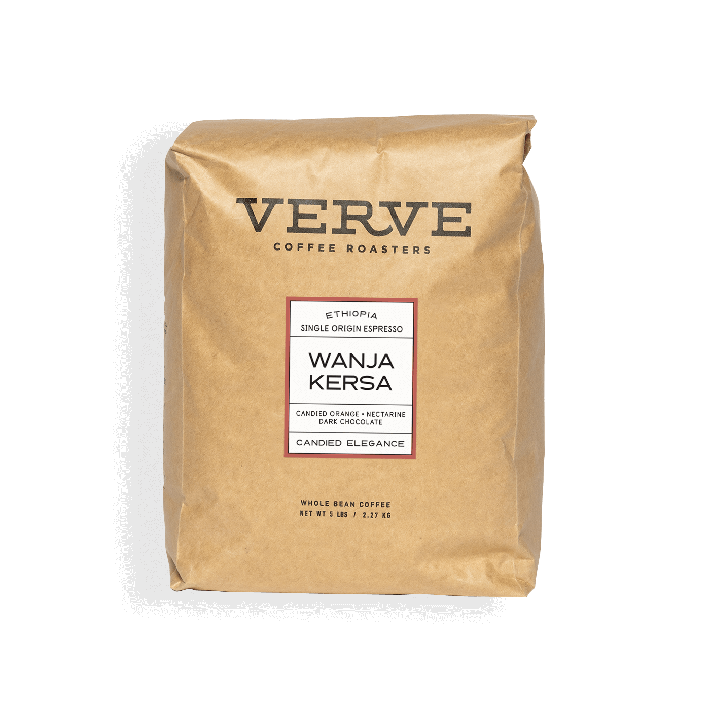 Verve Coffee Roasters - Wanja Kersa - Ethiopia ingle Origin Espresso - Notes: Candied Orange, Nectarine, Dark Chocolate - Candied Elegance - Whole Bean Coffee - 5 lbs / 2.27 kg